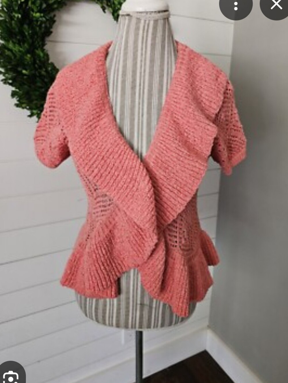 Ruby Road Cardigan Size PXL Cotton Blend Crochted Look Peachy Pink Color